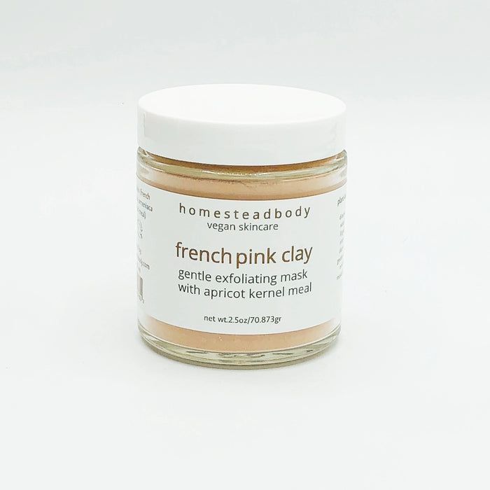 Homestead Body Pink Clay Mask Exfoliant | Vegan, Plant-Based and Cruelty-Free SkinCare